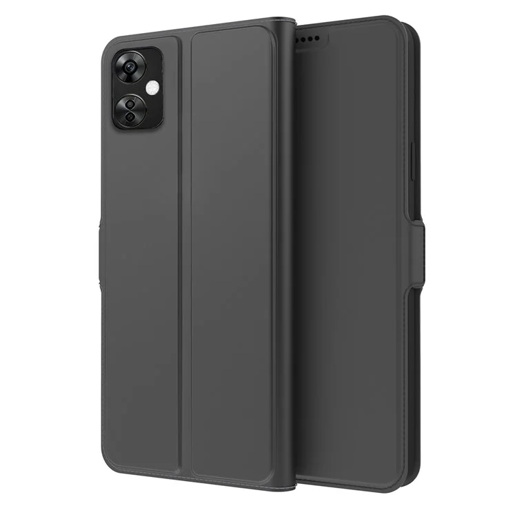 For OnePlus Nord CE 3 Lite 5G / Nord N30 5G PU Leather Card Slot Case Stand Flip Phone Cover - Black