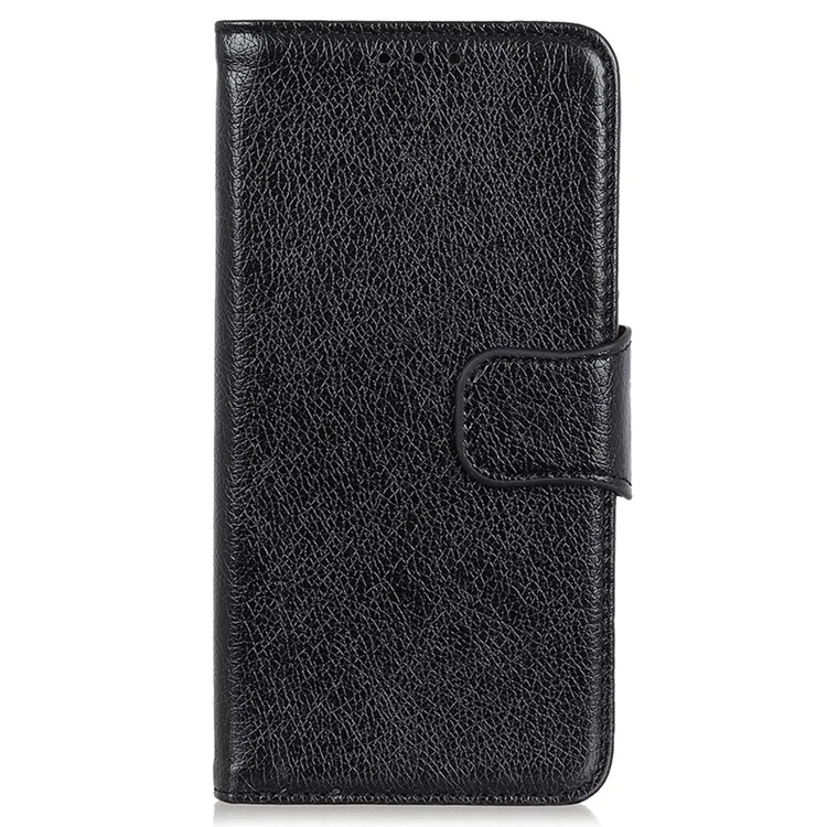 Per Nokia C32 Portafoglio Stand Split Leather Phone Case Nappa Texture Cellphone Protective Cover - Nero