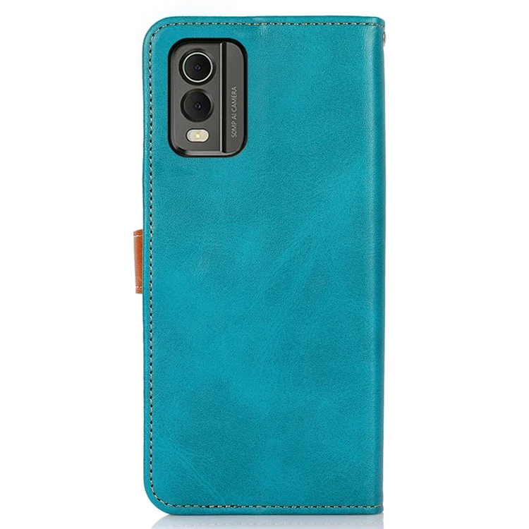 KHAZNEH Para Nokia C32 Funda de Teléfono de Cuero con Soporte Cartera Botón de Oro Magnético Cubierta del Teléfono - Azul