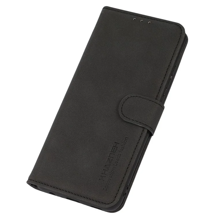 KHAZNEH Protective Cover für Nokia C32 Strukturiertes PU-Leder Handy-Etui mit Brieftasche und Ständer - Schwarz