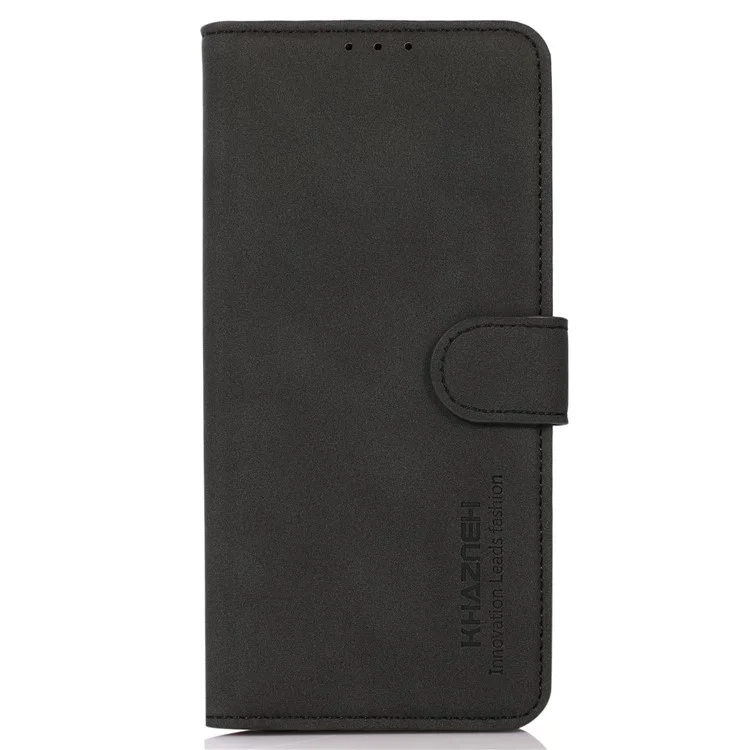 KHAZNEH Protective Cover für Nokia C32 Strukturiertes PU-Leder Handy-Etui mit Brieftasche und Ständer - Schwarz