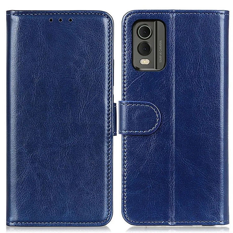 Funda de cartera para teléfono para Nokia C32, cierre magnético, textura de cuero Crazy Horse, soporte, funda de piel sintética - Azul