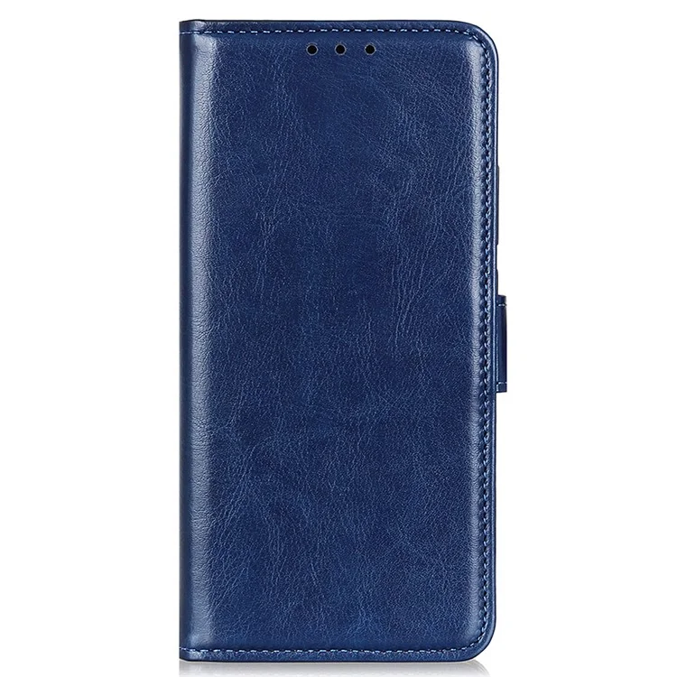 Para Motorola ThinkPhone 5G Stand Cartera Funda de Teléfono Textura de Caballo Loco PU Cuero+TPU Carcasa de Teléfono - Azul