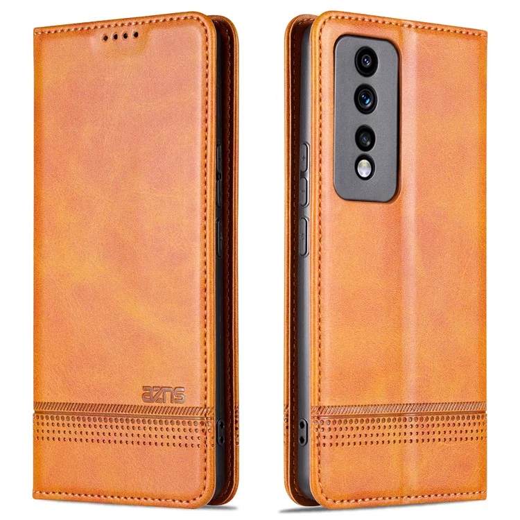 AZNS For Honor 80 GT 5G PU Кожаный чехол-кошелек для телефона с возможностью складывания и стойкой - Коричневый