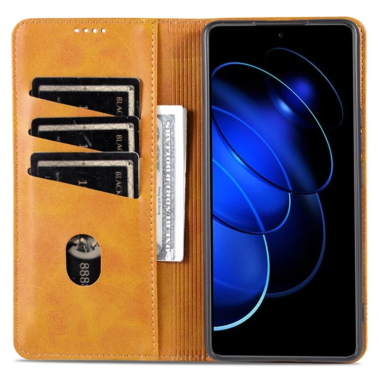 AZNS For Honor 80 GT 5G PU Кожаный чехол-кошелек для телефона с возможностью складывания и стойкой - Коричневый