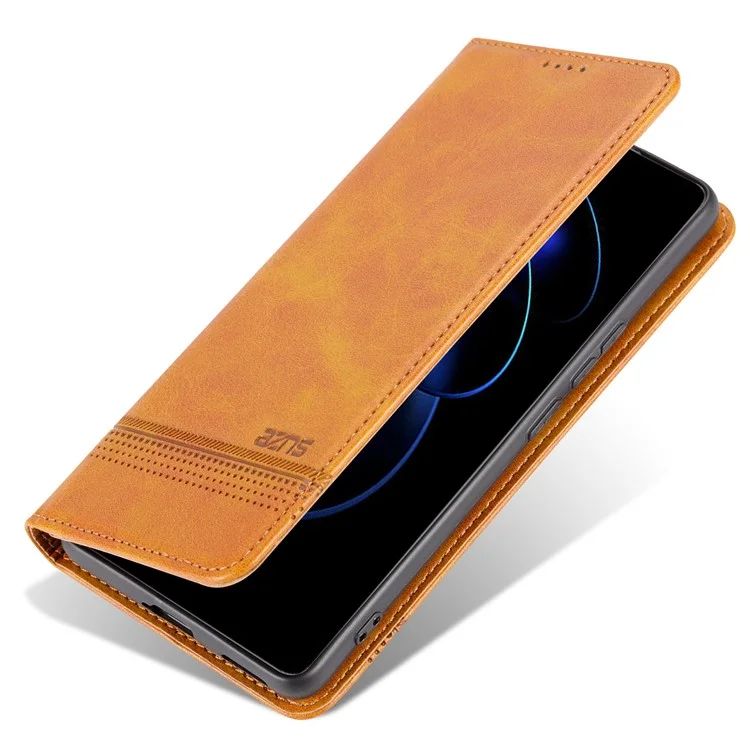 AZNS For Honor 80 GT 5G PU Кожаный чехол-кошелек для телефона с возможностью складывания и стойкой - Коричневый