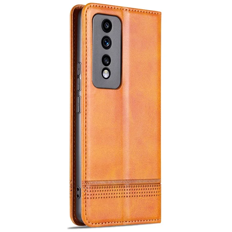 AZNS For Honor 80 GT 5G PU Кожаный чехол-кошелек для телефона с возможностью складывания и стойкой - Коричневый