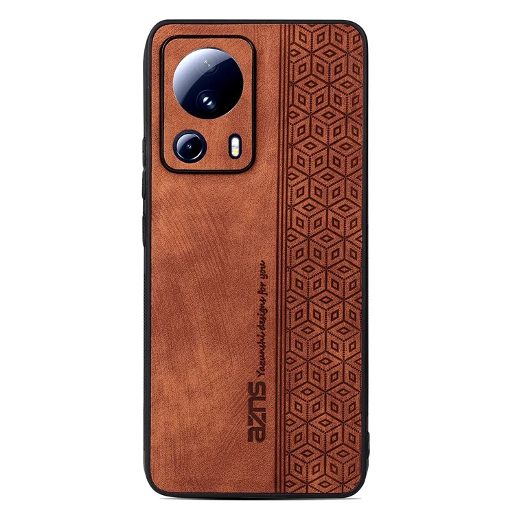 AZNS Per Xiaomi 13 Lite / Civi 2 5G Custodia Antigraffio in Pelle PU Stampata Cover Posteriore in TPU - Marrone