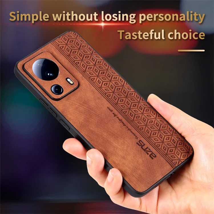 AZNS Per Xiaomi 13 Lite / Civi 2 5G Custodia Antigraffio in Pelle PU Stampata Cover Posteriore in TPU - Marrone