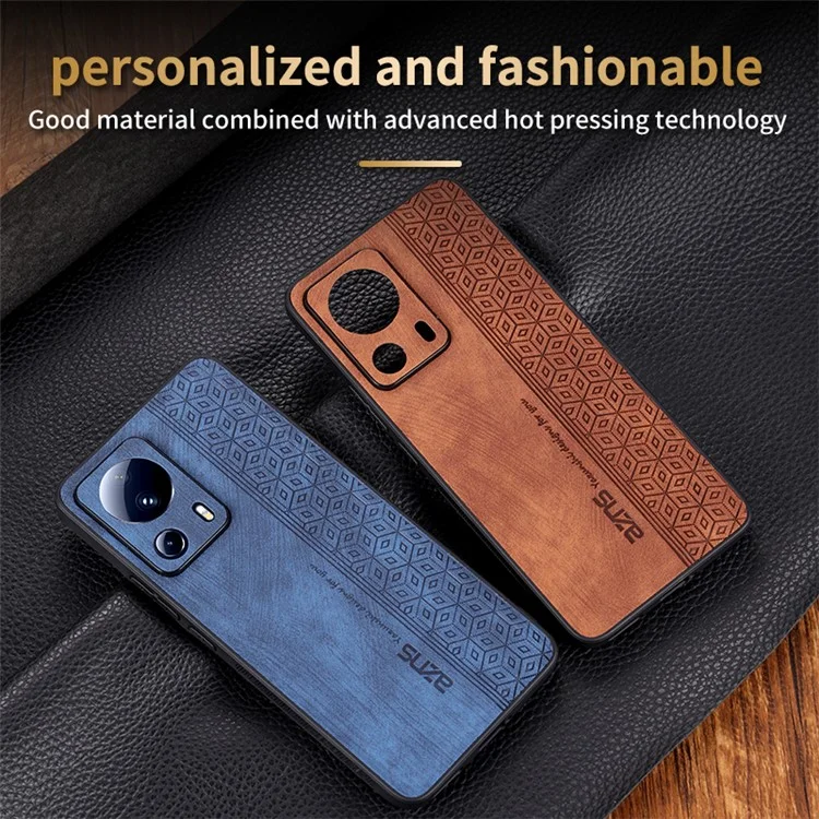 AZNS Per Xiaomi 13 Lite / Civi 2 5G Custodia Antigraffio in Pelle PU Stampata Cover Posteriore in TPU - Marrone