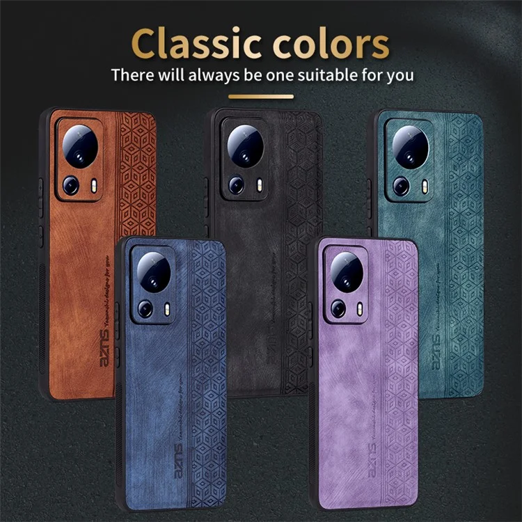 AZNS Per Xiaomi 13 Lite / Civi 2 5G Custodia Antigraffio in Pelle PU Stampata Cover Posteriore in TPU - Marrone
