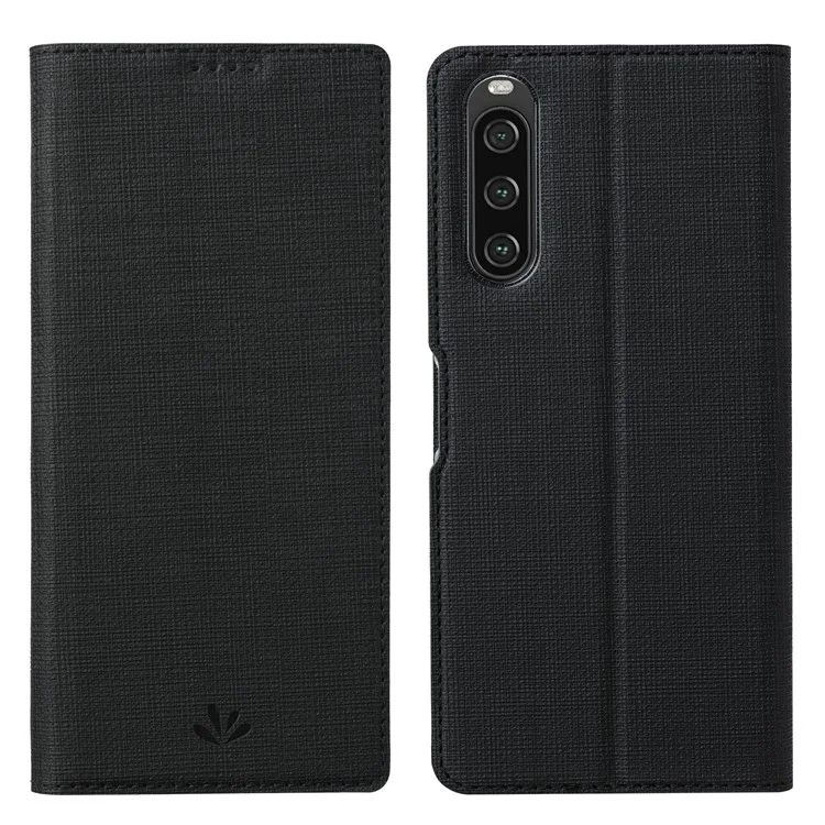 VILI DMX Series for Sony Xperia 10 V Card Slot Phone Case Mobile Phone PU Leather Stand Cover - Black