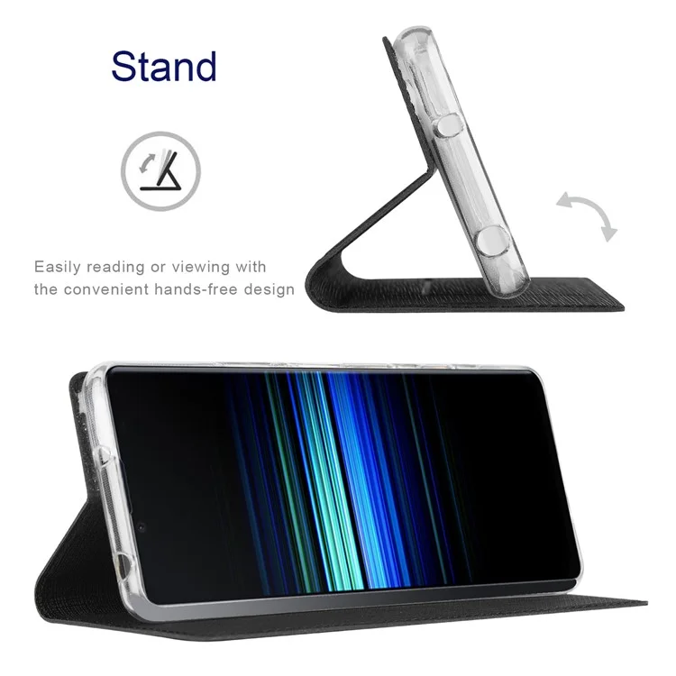 VILI DMX Series for Sony Xperia 10 V Card Slot Phone Case Mobile Phone PU Leather Stand Cover - Black
