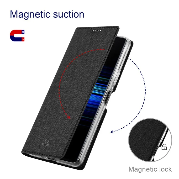 VILI DMX Series for Sony Xperia 10 V Card Slot Phone Case Mobile Phone PU Leather Stand Cover - Black