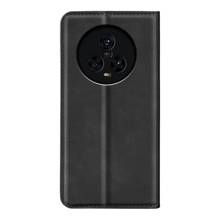 For TCL 40R 5G Skin-touch Leather Wallet Phone Case Magnetic Flip Stand Drop-proof Cover - Black