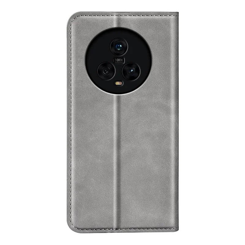 For TCL 40R 5G Skin-touch Leather Wallet Phone Case Magnetic Flip Stand Drop-proof Cover - Grey