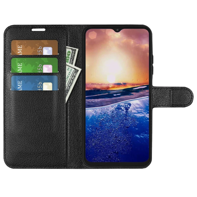 PU Leather Phone Case voor TCL 40R 5G, Stofdichte Litchi-structuur Telefoonhoes Portemonnee Stand Flip Cover - Zwart
