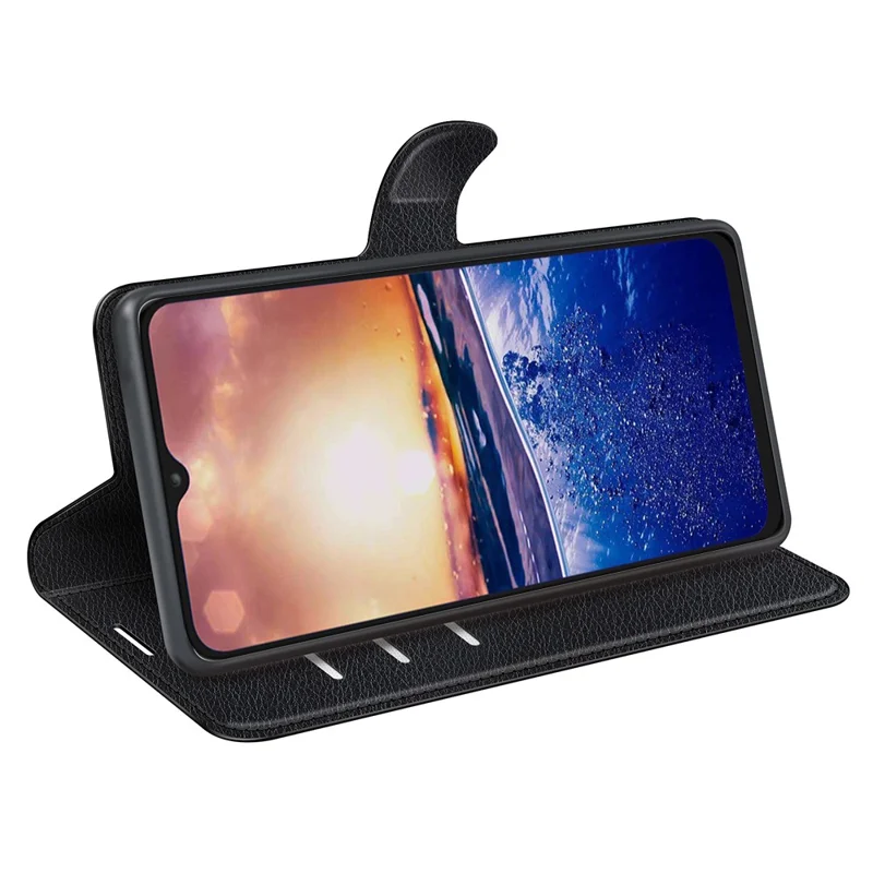 PU Leather Phone Case voor TCL 40R 5G, Stofdichte Litchi-structuur Telefoonhoes Portemonnee Stand Flip Cover - Zwart