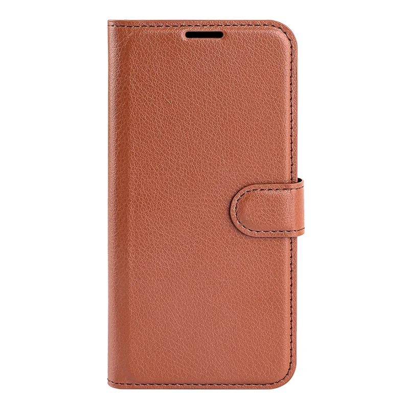 PU Leather Phone Case for TCL 40R 5G , Dustproof Litchi Texture Phone Shell Wallet Stand Flip Cover - Brown