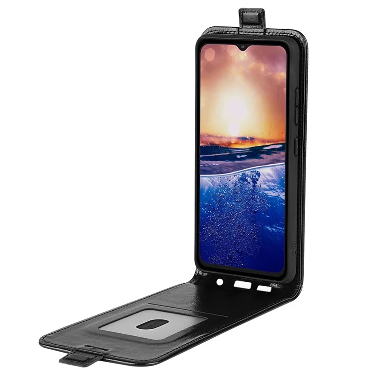 Para TCL 40R 5G Vertical Flip Phone Case Crazy Horse Texture Card Holder PU Leather Protective Cover - Black