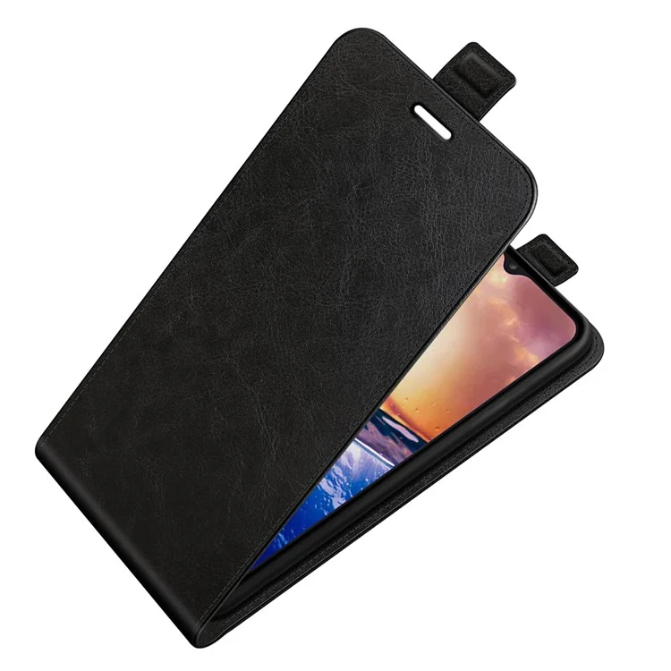 Para TCL 40R 5G Vertical Flip Phone Case Crazy Horse Texture Card Holder PU Leather Protective Cover - Black