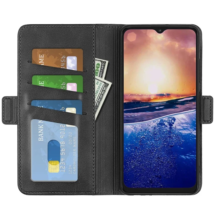 Para TCL 40R 5G Anti-Scratch PU Leather Wallet Phone Case Calf Texture Anti-drop Stand Cover - Negro