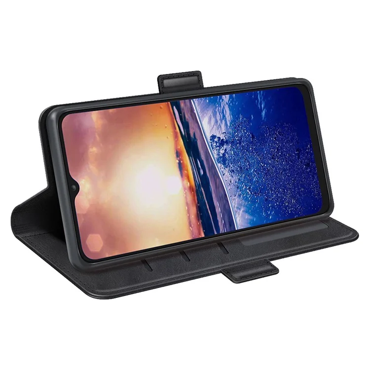 Para TCL 40R 5G Anti-Scratch PU Leather Wallet Phone Case Calf Texture Anti-drop Stand Cover - Negro