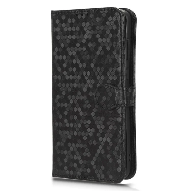 Para Huawei P60 Art Funda de Cartera de Piel de PU con Estampado de Puntos - Negro