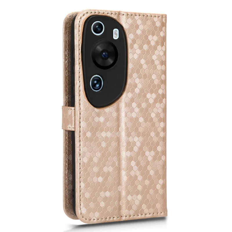 For Huawei P60 Art PU Leather Wallet Phone Case Dot Pattern Imprinted Stand Phone Cover - Rose Gold