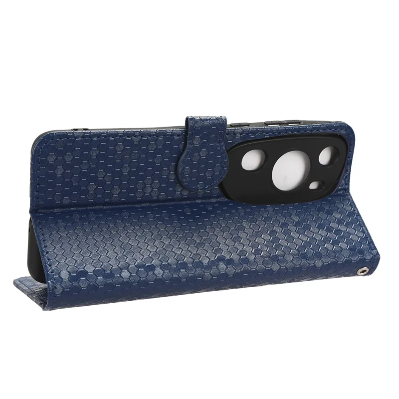 For Huawei P60 Art PU Leather Wallet Phone Case Dot Pattern Imprinted Stand Phone Cover - Dark Blue