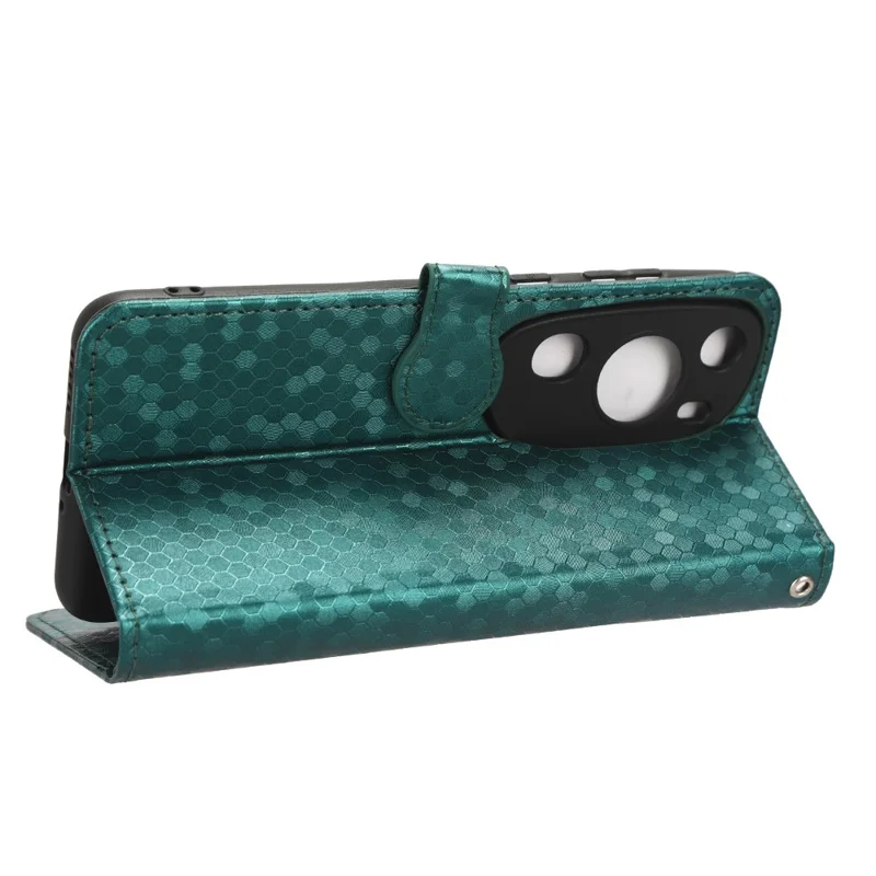For Huawei P60 Art PU Leather Wallet Phone Case Dot Pattern Imprinted Stand Phone Cover - Green