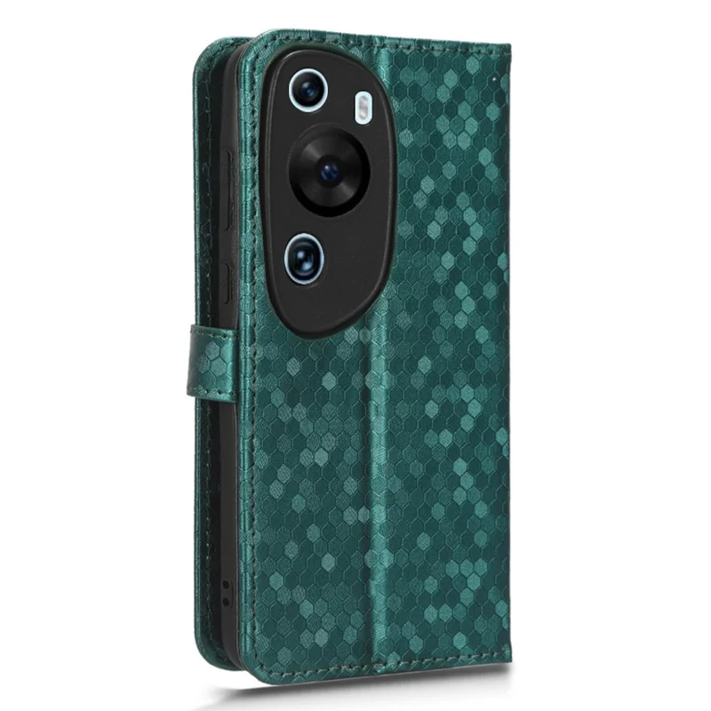 For Huawei P60 Art PU Leather Wallet Phone Case Dot Pattern Imprinted Stand Phone Cover - Green
