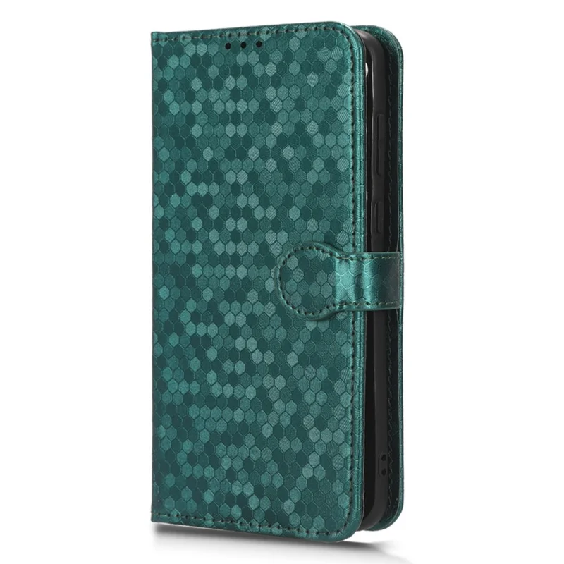 For Huawei P60 Art PU Leather Wallet Phone Case Dot Pattern Imprinted Stand Phone Cover - Green