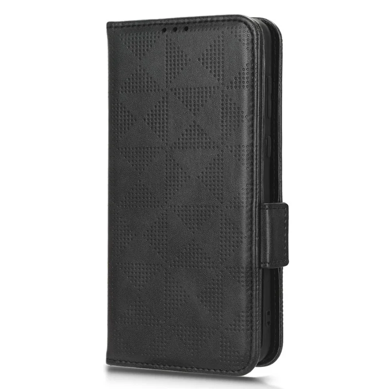 For Huawei P60 Art PU Leather+TPU Mobile Phone Case Imprinted Triangle Stand Wallet Shell - Black