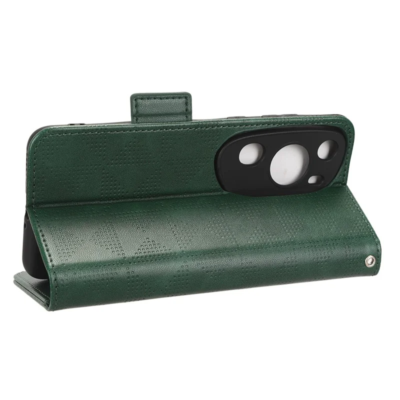 Para Huawei P60 Estuche de teléfono móvil de piel de imitación PU+TPU con estampado de triángulo y soporte de cartera - Verde
