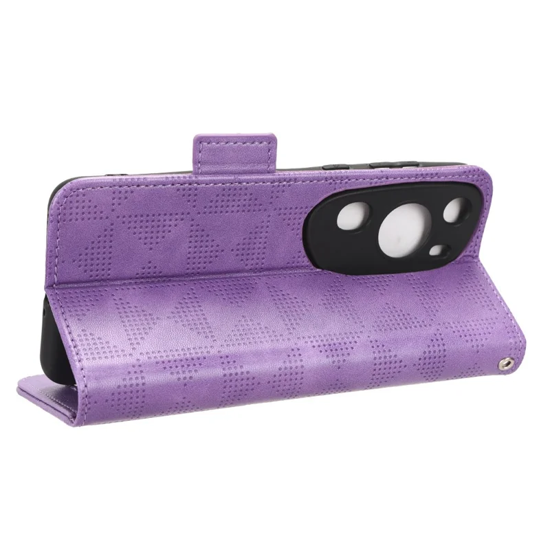 For Huawei P60 Art PU Leather+TPU Mobile Phone Case Imprinted Triangle Stand Wallet Shell - Purple