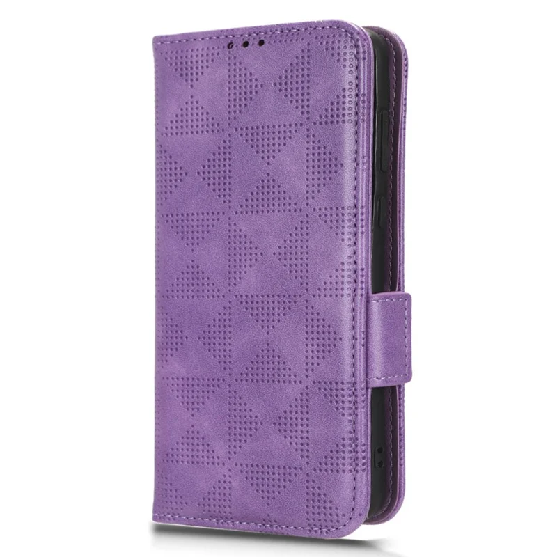 For Huawei P60 Art PU Leather+TPU Mobile Phone Case Imprinted Triangle Stand Wallet Shell - Purple