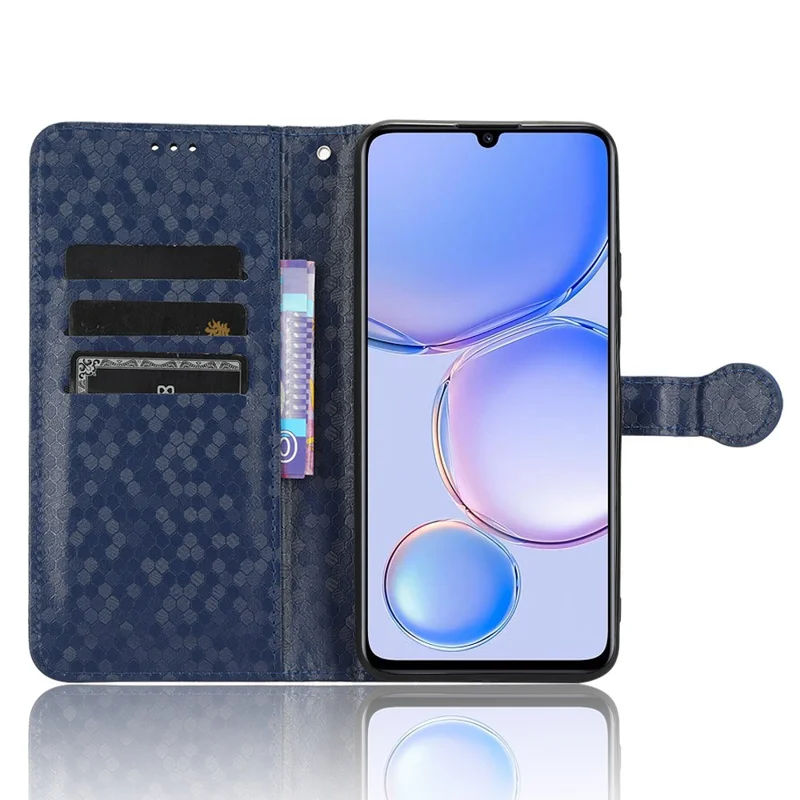 PU Leather Flip Cover for Huawei Enjoy 60 Wallet Phone Case Dot Pattern Imprinted Stand Phone Shell - Dark Blue