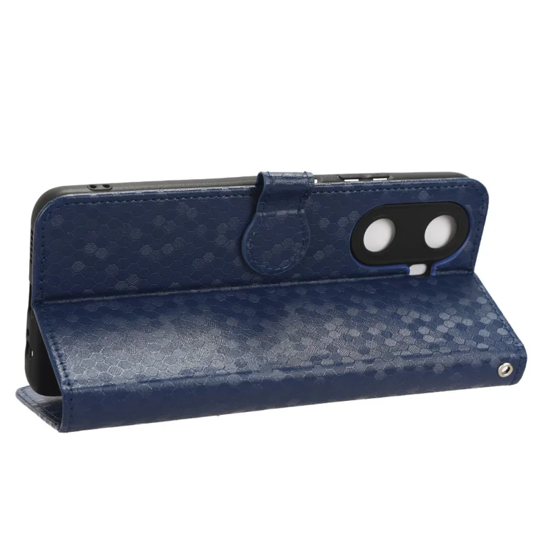 PU Leather Flip Cover for Huawei Enjoy 60 Wallet Phone Case Dot Pattern Imprinted Stand Phone Shell - Dark Blue
