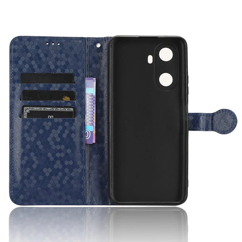 PU Leather Flip Cover for Huawei Enjoy 60 Wallet Phone Case Dot Pattern Imprinted Stand Phone Shell - Dark Blue