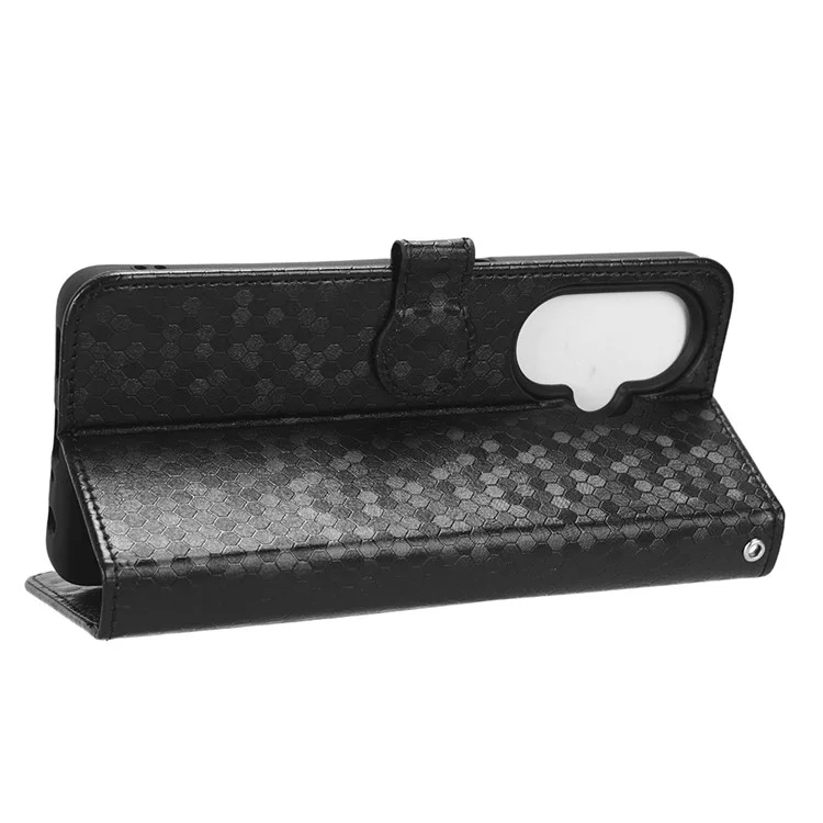 Per OnePlus Nord CE 3 Lite 5G / Nord N30 5G Custodia in pelle PU con motivo a puntini Imprinted Stand Wallet Phone Case - Nero