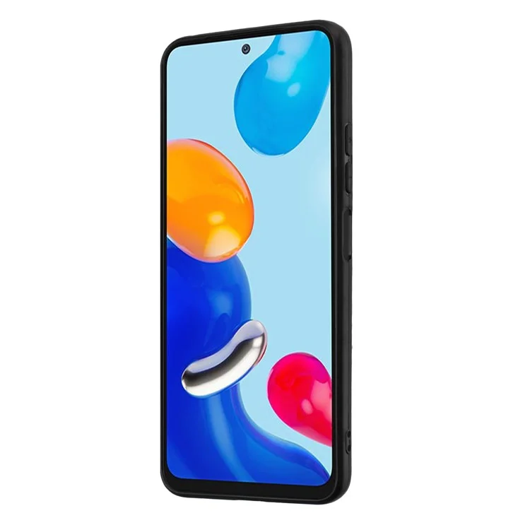 For Xiaomi Redmi Note 11S 4G / Note 11 4G (Qualcomm) Matte TPU Phone Case Ring Kickstand Cover Works for Magnetic Car Mount - Black