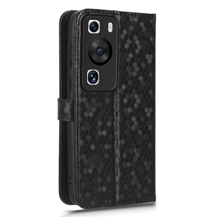 Para Huawei P60 / P60 Pro Funda a prueba de golpes Funda de cuero PU Funda con tapa Patrón de puntos con relieve Funda de teléfono con billetera - Negro