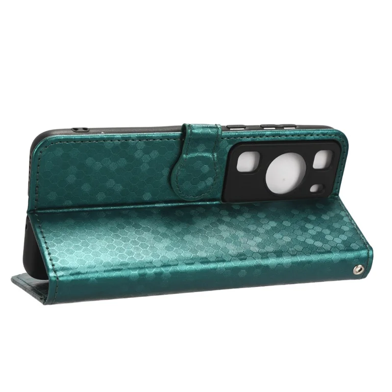 Für Huawei P60 / P60 Pro stoßfeste Hülle PU-Leder Flip-Cover Punktmuster geprägt Handyhülle mit Geldbörse - Grün