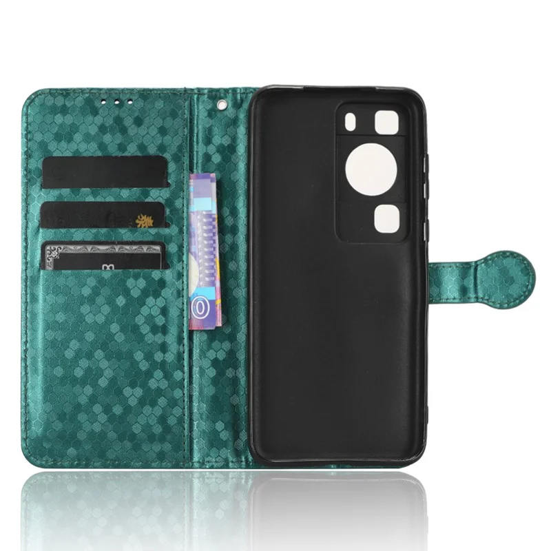 Für Huawei P60 / P60 Pro stoßfeste Hülle PU-Leder Flip-Cover Punktmuster geprägt Handyhülle mit Geldbörse - Grün