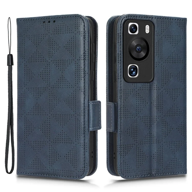 Pour Huawei P60 Pro / P60 Étui de protection anti-poussière Étui de téléphone en cuir PU avec support en forme de triangle - Bleu