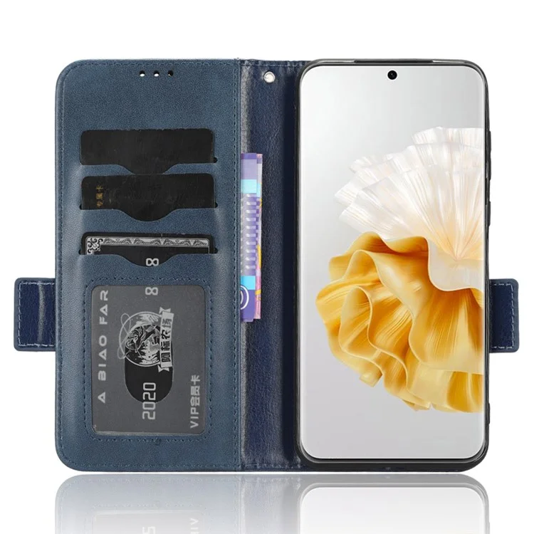 Pour Huawei P60 Pro / P60 Étui de protection anti-poussière Étui de téléphone en cuir PU avec support en forme de triangle - Bleu