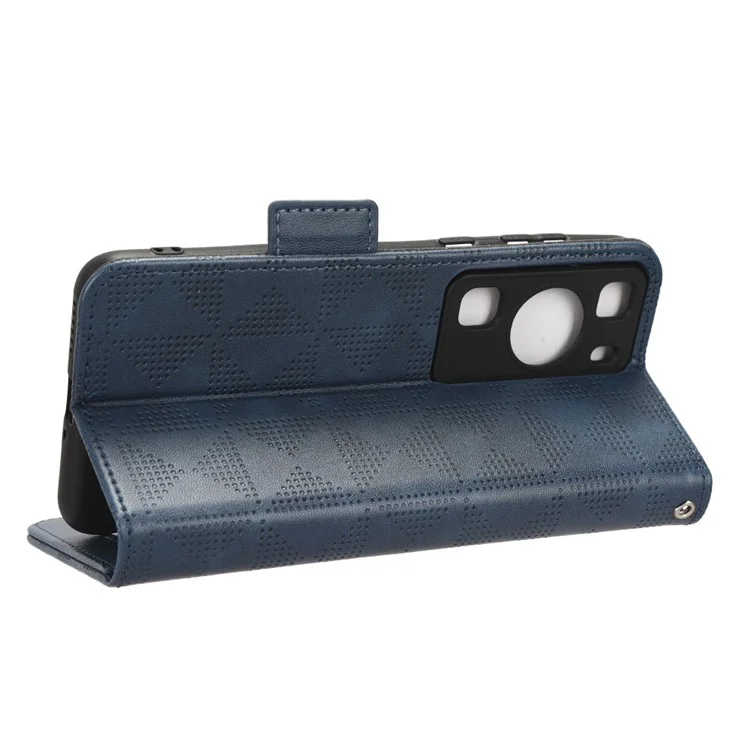 Pour Huawei P60 Pro / P60 Étui de protection anti-poussière Étui de téléphone en cuir PU avec support en forme de triangle - Bleu