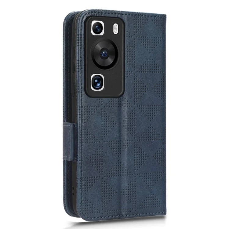 Pour Huawei P60 Pro / P60 Étui de protection anti-poussière Étui de téléphone en cuir PU avec support en forme de triangle - Bleu
