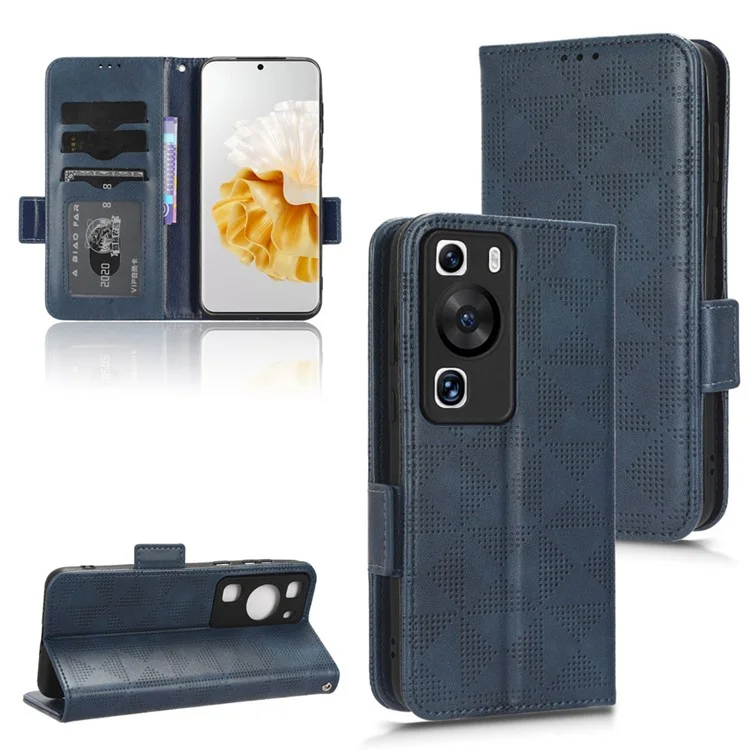Pour Huawei P60 Pro / P60 Étui de protection anti-poussière Étui de téléphone en cuir PU avec support en forme de triangle - Bleu
